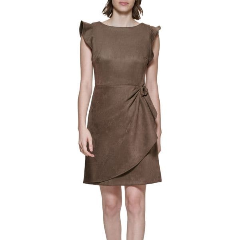 NWT DKNY Flutter Faux Suede Tulip Dress